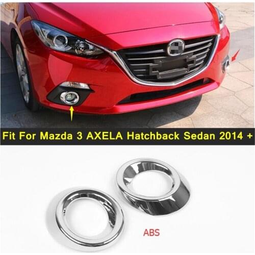 For Mazda 3 AXELA Hatchback Sedan 2014 2015 2016 ABS High Quality Chrome Front Fog Light Lamp Decoration Ring Cover Trim 2 Pcs