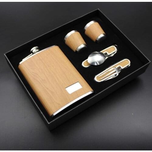 9oz Whisky Flagon Cccp Stainless Steel Alcohol Hip Flask SET with Gift Box Pu Leather Wrapping