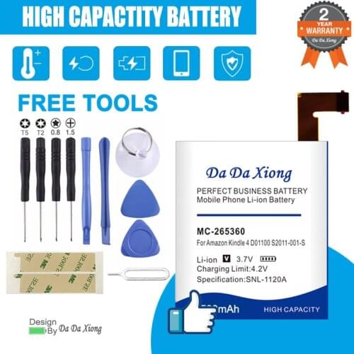 1850mAh MC-265360 Battery for Amazon Kindle 4 D01100 S2011-001-S DR-A015 Built-in battery