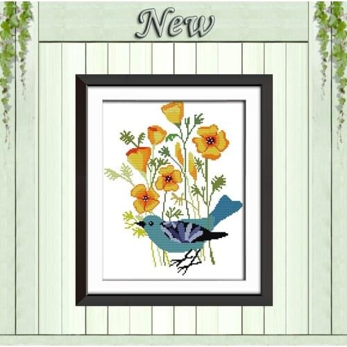 Blue bird flowers home decor painting counted printed on canvas DMC 14CT11CT Cross Stitch chinese kits Needlework Embroidery Set