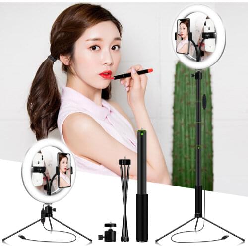10 Inch LED Selfie Ring Light profissional USB Ring Lamp Photography Photo with Phone Holder 1.5M tripod stand for Makeup