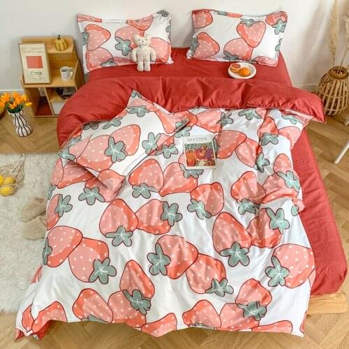 4pcs Cartoon Bedding Set Bed Linen Euro Printed Flat Sheet Children Bedspread Bed Cover Duvet Cover Set King Queen Size Bed Set
