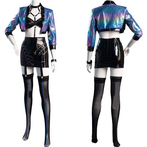LOL KDA Evelynn Cosplay Costume KDA All Out Evelynn Cosplay Costume Tube Coat Skirt Costume Halloween Carnival Set