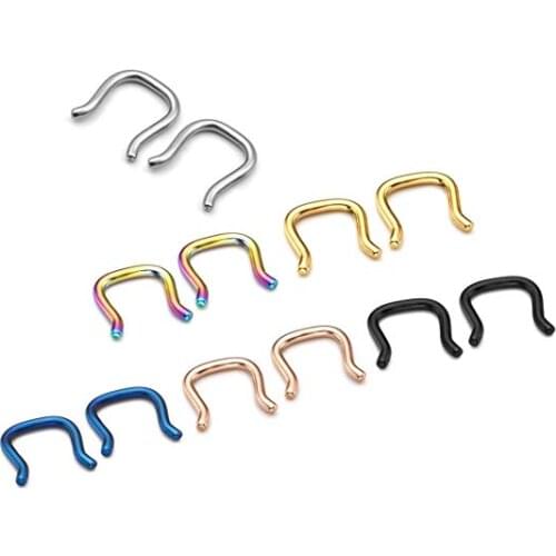MODRSA 2pcs Stainless Steel Curved U Shape Nose Ring Horseshoe Septum Retainer Nose Piercing Ear Hanger Body Jewelry