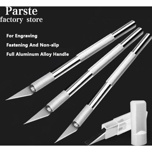 3 Set Metal Handle Scalpel Blade Knife Wood Paper Cutter Craft Pen Engraving Cutting Supplies DIY Stationery Utility Knife