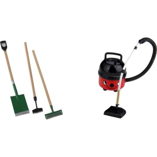 Set of 3PCS Garden Tools Shovel Hoe Rake for 1:12 Scale Dollhouse Miniature Home Garden Sceenry Model Decor Acessory