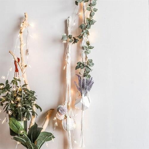 Nordic Boho Decor Macrame Tapestry Wall Hanging Basket / Plant Flower Pot Courtyard Garden Bohemia Home Decorative Wall Tapestri