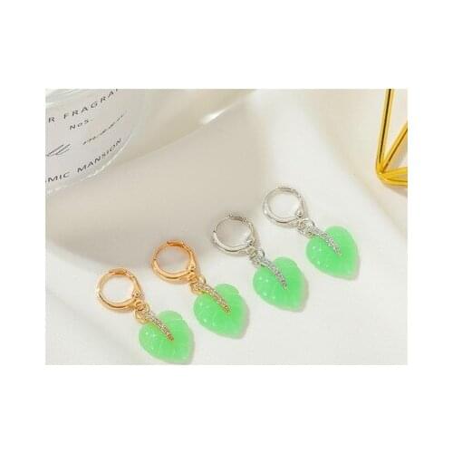 New fashion Fresh green beautiful leaf earrings For Women girl Accessories jewelry wholesale