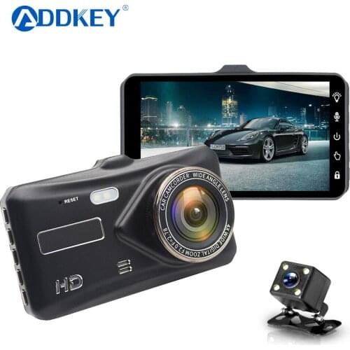 ADDKEY Dash Cam New Dual Lens Car DVR Camera Full HD 1080P 4" IPS touch screen Blue Mirror Night Vision Video Recorder car dvr