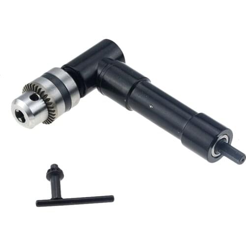90 Degree Right Angle Chuck Drill Adapter 8mm Hex Shank Drill Chuck Extension Steel Drill Chunk Aluminum Drill 1500RPM 3/8" Head