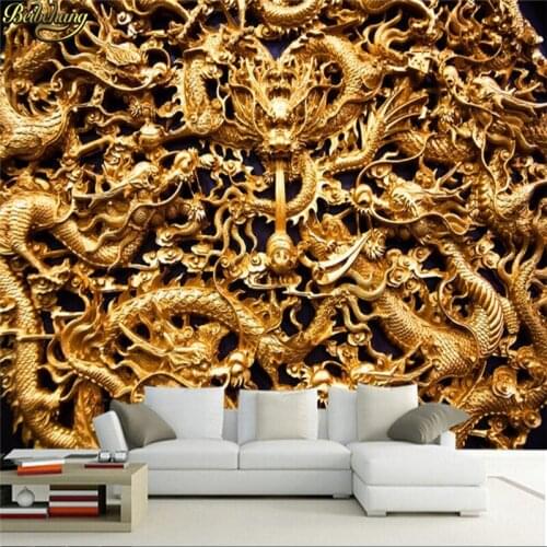 Beibehang Custom Photo Wallpaper Large Wallpaper Wall Sticker 3D 3D Golden Dragon Wall Background Wall Painting papel de parede