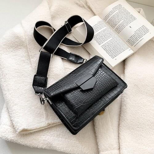 New Casual Handbag for Women Fashion Simple Shoulder Bag Ladies Handbags PU Leather Wide Shoulder Strap Messenger Bag Wallet