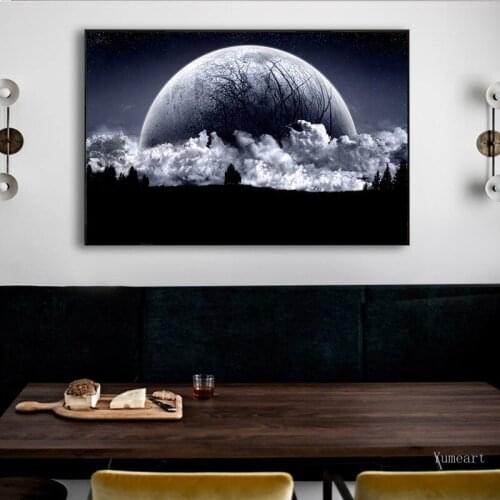 Space Astronaut Planet Canvas Painting Moon Eclipse Posters And Print Modern Style Wall Art Pictures For Living Room Decor