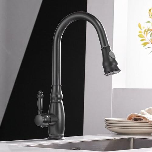 Kitchen Mixer Gold Pull Out Kitchen Faucet Deck Mount Kitchen Sink Faucet Mixer Cold Hot Water Torneira Cozinha Rotate WF-4118