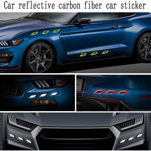 Stickers for Car 6Pcs/Set Car Reflective Strips Carbon Fiber Car Sticker Truck Auto Motor Anti-Scratch Safety Warning Sticker