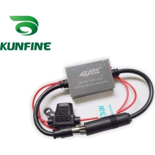 12V 24V Universal Metal Auto Car Radio FM Antenna Signal Booster Amp Amplifier for Marine Car Vehicle Signal Antenna Enhance