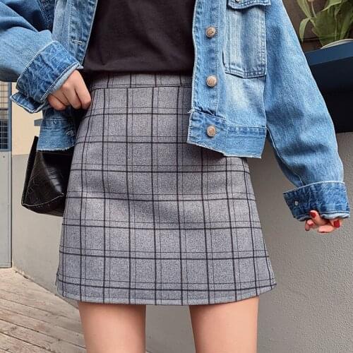 Spring Summer Casual Women Plaid Empire Mini A-Line Skirt Korean Female Kawaii Students High Waist Slim Above Knee Skirts
