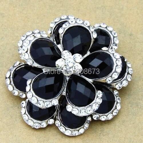 Black Resin Rhinestone Vintage Flower Women Brooch Wedding Bouquet Jewelry Accessories Top Quality Hot Sale Floral Collar Pins