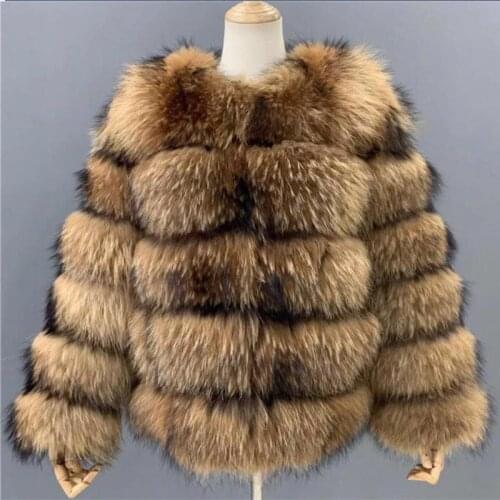 Womens Jacket Leather Coat Winter Genuine Womens Short Warm Thick Raccoon Fur Coat Vest Slim Womens Fur Coat Natural Fur