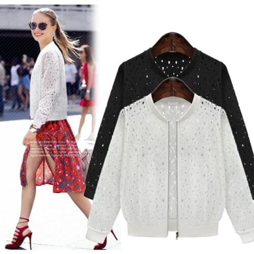 Women Jacket New Arrival Female Solid Lace Stitching Baseball Jacket Stand Collar Bomber Jacket Coat Outwear Plus Size 2xl