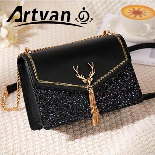 Women Crossbody Bags High Quality PU Leather Shoulder Bag For Ladies Bling Chain Elk Messenger Shoulder Cross Body Handbags TO08