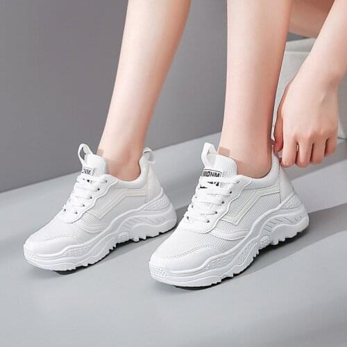 2020 Spring And Autumn Womens Casual Shoes White Ins Tide Wild Chunky Sneakers Fashion Thick-Soled Vulcanized Shoes Size 35-40