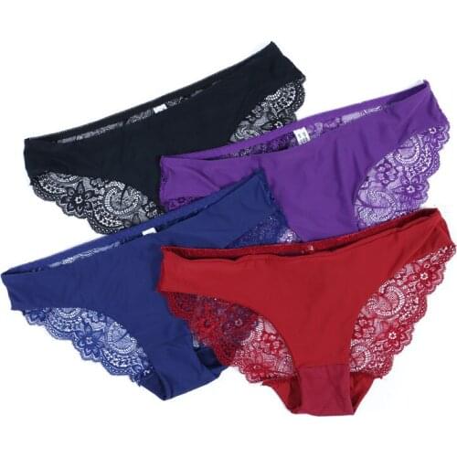 Womens Briefs Sexy Lace Panties Soft Breathable Briefs Women Underwear Ladies Transparent Cotton Crotch Lingerie Intimates New