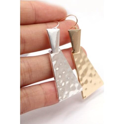 2020 Spring Summer New Hammered Small Trapezoid Dangle Earrings Graceful Hot Brand Statement Hammered Drop Earrings