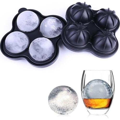 1pc DIY Cocktail Whiskey Ice Ball Maker Ice Cube Tray 4 Large Silicone Ice Molds Round Mould Kitchen Bar Accessories Cocina