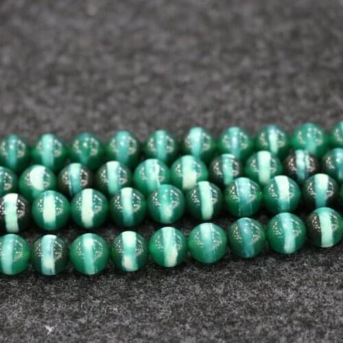 10mm 38pcs/lot, TOP Quality ! Green Lines Handmade Loose Spacer Round Natural Stone Beads Bracelet DIY Jewelry Making