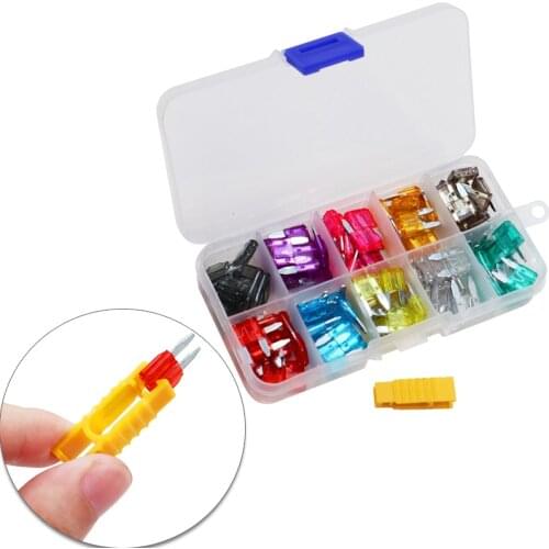 100PCS Car Fuses 2A 3A 4A 5A 7.5A 10A 15A 20A 25A 30A Amp with Box Clip Assortment Auto Blade Type Fuse Set Truck Accessories