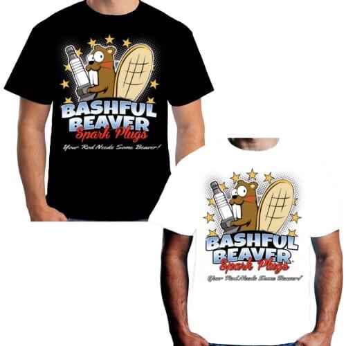 2019 Hot Sale 100% Cotton Mens T-Shirt Bashful Beaver Hot Rat Rod Funny Muscle Car V8 W16434 Tee Shirt