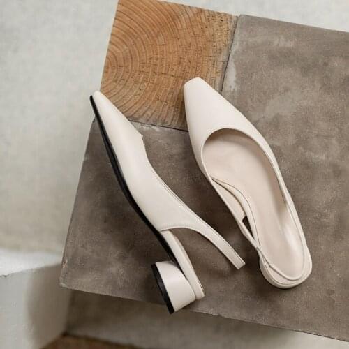 2021 Heel Back Strap Women Sandals Microfiber Summer Ladies Pumps Pointed Toe Concise Female Shoes