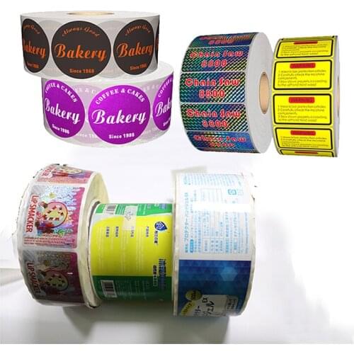 3cm hologram sticker glossy gold background label printing custom