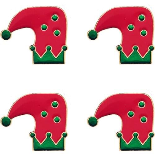 4Pcs Cute Enamel Pin Beautiful Christmas Hat Brooch Women Lapel Pins Backpacks Clothes Badges New Year Gifts Jewelry