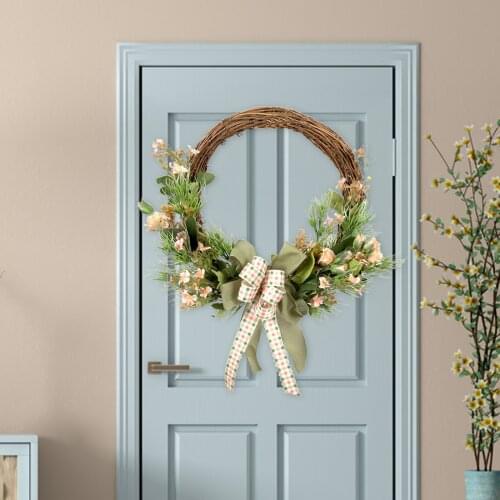 40cm Artificial Rattan Garland Floral Wreath Door Wall Window Holiday Festival Wedding Anniversary Party Decoration