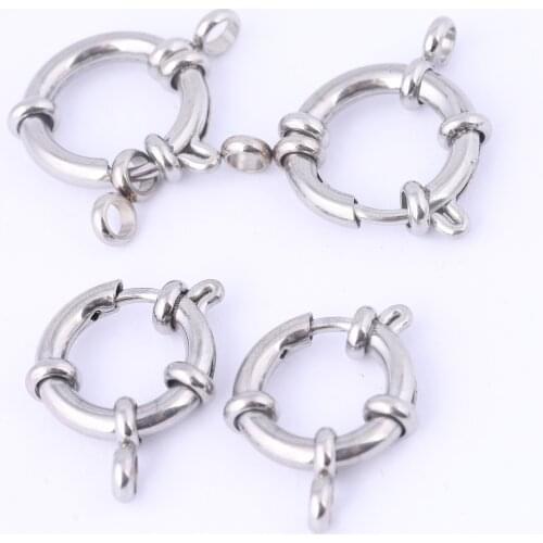 5pcs 16mm 18mm Dia Stainless Steel Spring Clasp Diy Bracelets Necklace Connector Findings For Jewelry Making