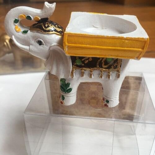 Free Shipping 100 pcs lot India Style Anniversary favors Resin Lucky Colorful Elephant Tealight Candle Holder for wedding gifts