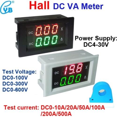 YB4835HVA Digital Voltmeter Ammeter DC 100V 300V 600V Panel Amp Volt Hall Voltage Current Meter DC 0-10A 20A 50A 100A 200A 500A