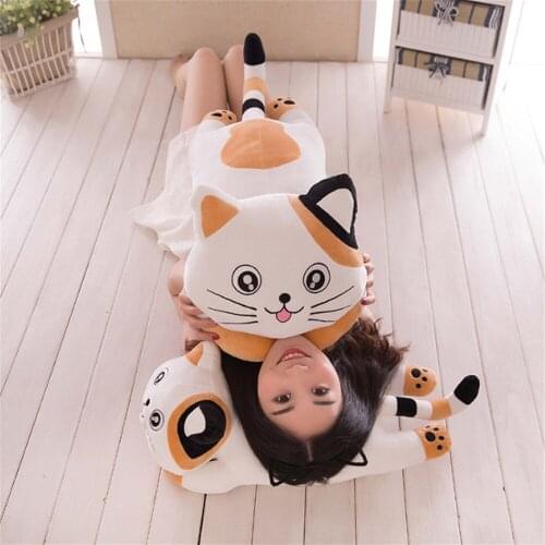 Fancytrader Lying Cat Plush Pillow Doll Big Soft Stuffed Cartoon Animals Cats Toys for Children Gifts 70cm 28