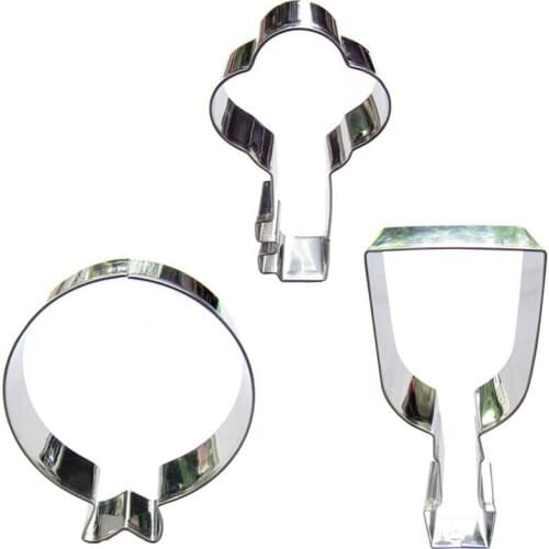 Key, Balloon, Wine cup shape 3 piece biscuit cutting molds, baking tools, cake decorating soft candy tools