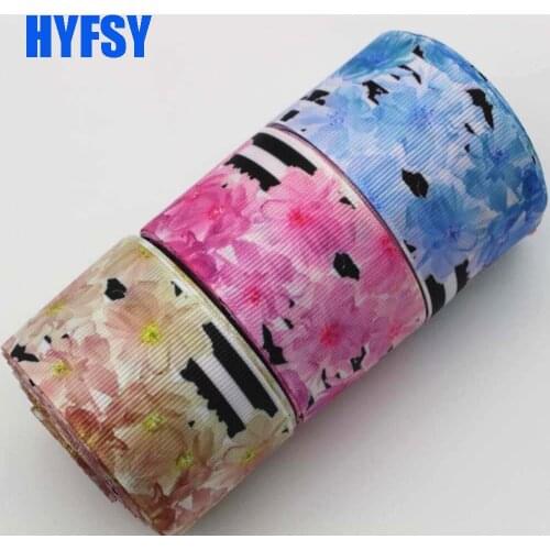 Hyfsy 10023 25 38mm Large flower ribbon 10 yards DIY hair bow materials gift packaging wedding decoration Grosgrain ribbon