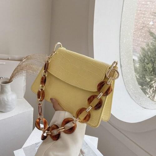 Stone Pattern Tote Bag Thick Chain Underarm Bag 2021 Summer New Quality PU Leather Womens Designer Handbag Shoulder Bag