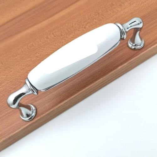 Ceramic Dresser Pure White Pulls Drawer Furniture Handles Ceramic Kitchen Cabinet Door Knobs Silver Knobs Pulls Porcelain
