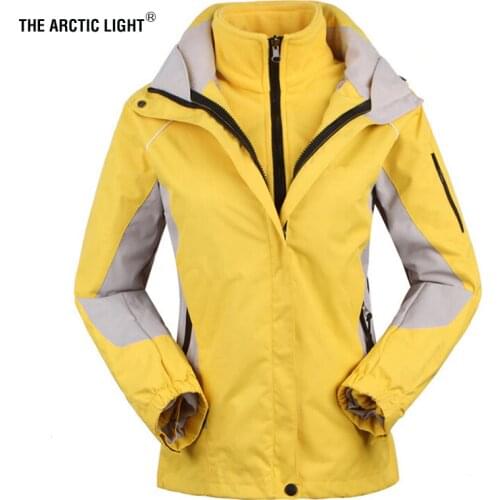 THE ARCTIC LIGHT Womens Skiing Jackets+Fleece Jacket Lady Outdoor Sports Coat Suit Warm Waterproof 2 in 1 Female Ski Wear Coat