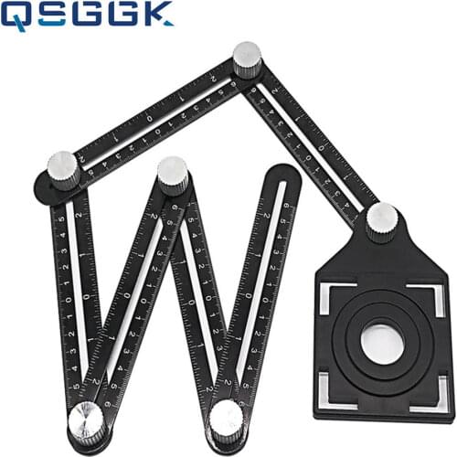 6-Fold Multi Angle Measuring Ruler Aluminum Folding Positioning Ruler For Ground Wall Ceramic Tile Hole Locator Angle Measurer