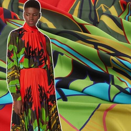 100x145cm Tropical jungle Monkey Hand Painted Imitated Double Crepe Fabric for Woman Summer Dresses Skirts Blouse DIY Sewing