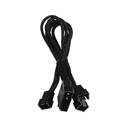 Molex to 3 x 3 pin Fan 20cm Y Splitter Power Cable 12v Black Sleeved