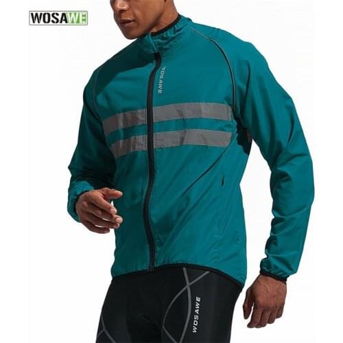 WOSAWE Men Cycling Light Reflective Windproof Jacket Motorcycle Running Hiking Fishing Climbing Breathable Mesh Fabric Clothing