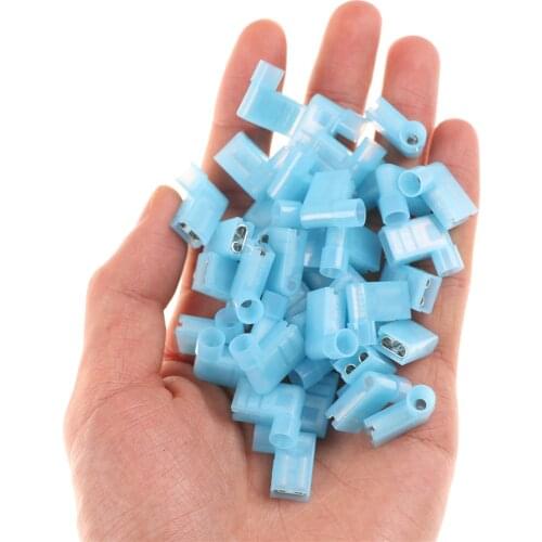 40pcs Crimp Connector for Terminals 90 Degree Insulated Female Spade Terminals Right Angle Female Flag